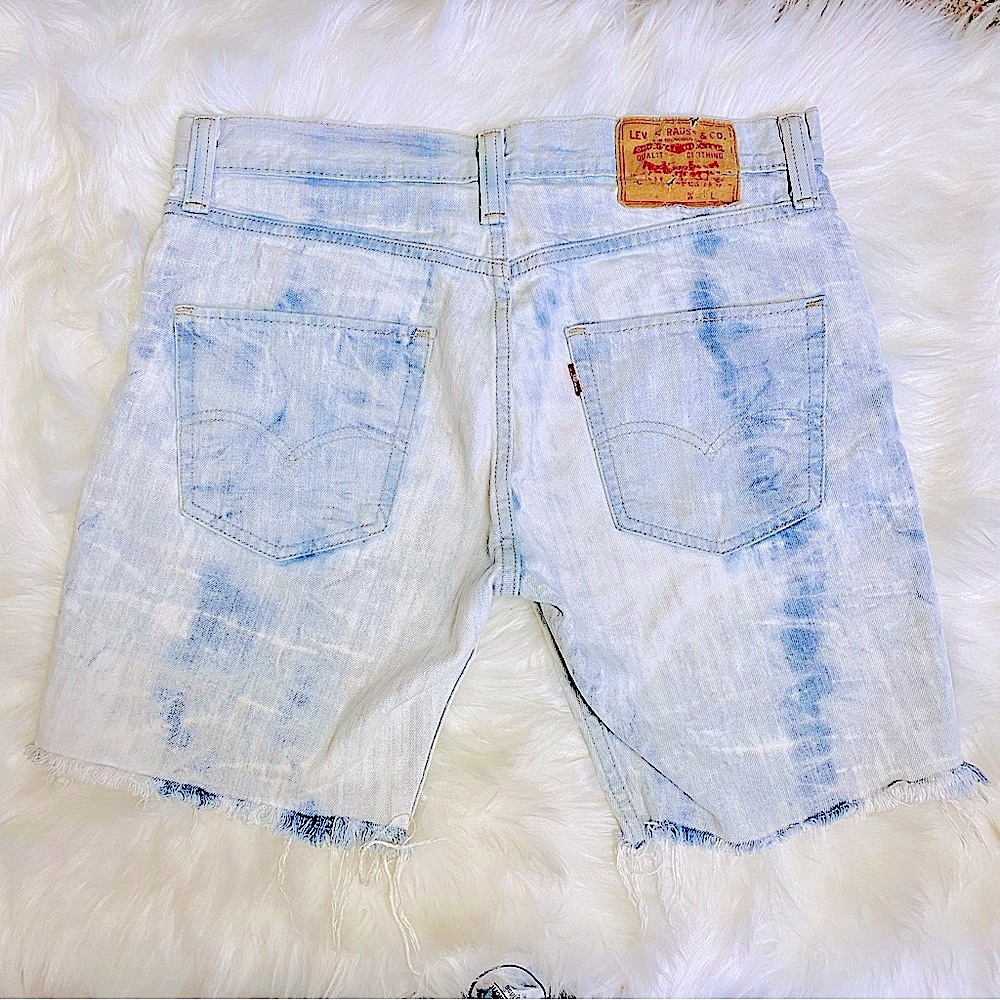 Levi's 511 Bleached Acid Bleach Light Wash Jeans cut off shorts slim fit zip fly